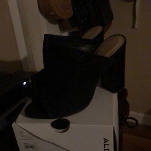 Black Suede Aldo block heel shoe